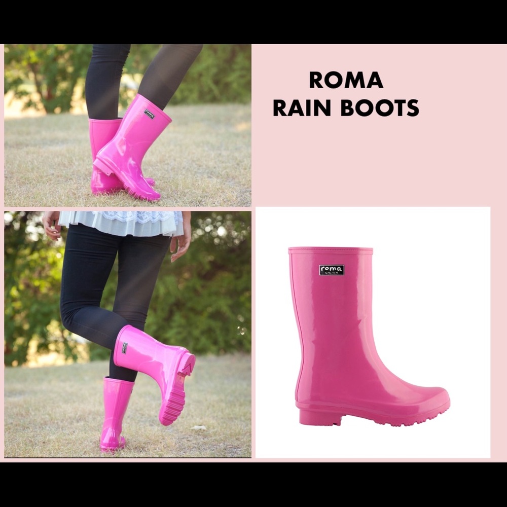 Roma Women's Emma Mid Calf Magenta Rain Boot